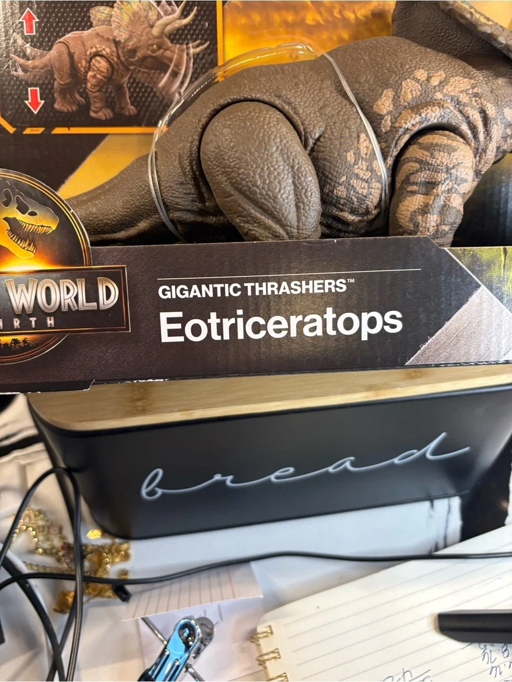 Mattel Jurassic World Eotriceratops - Gray with Iridescent Blue-Green Frill